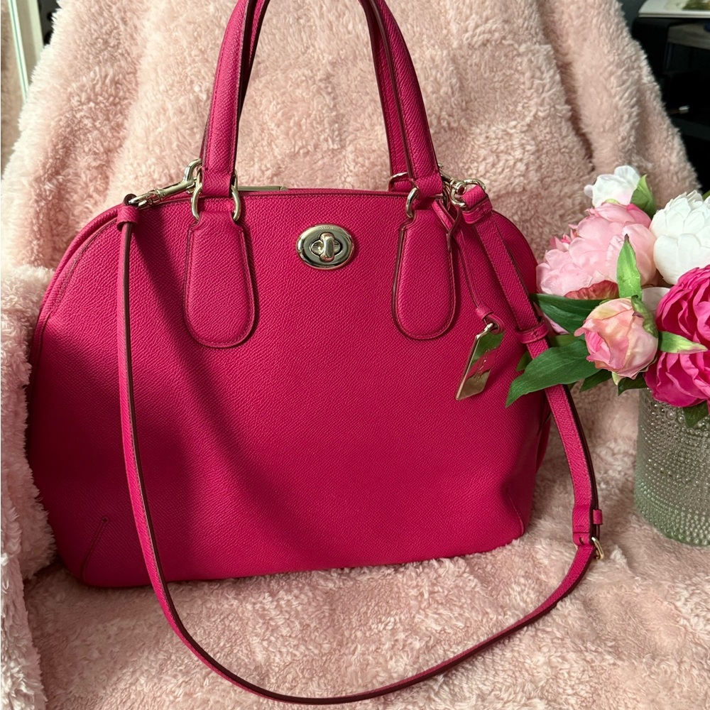 Coach Dome Satchel Pink crossgrain leather